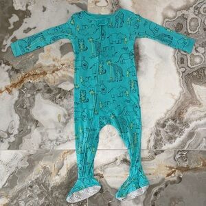 Teal Animal Print Kids Pajama Footie